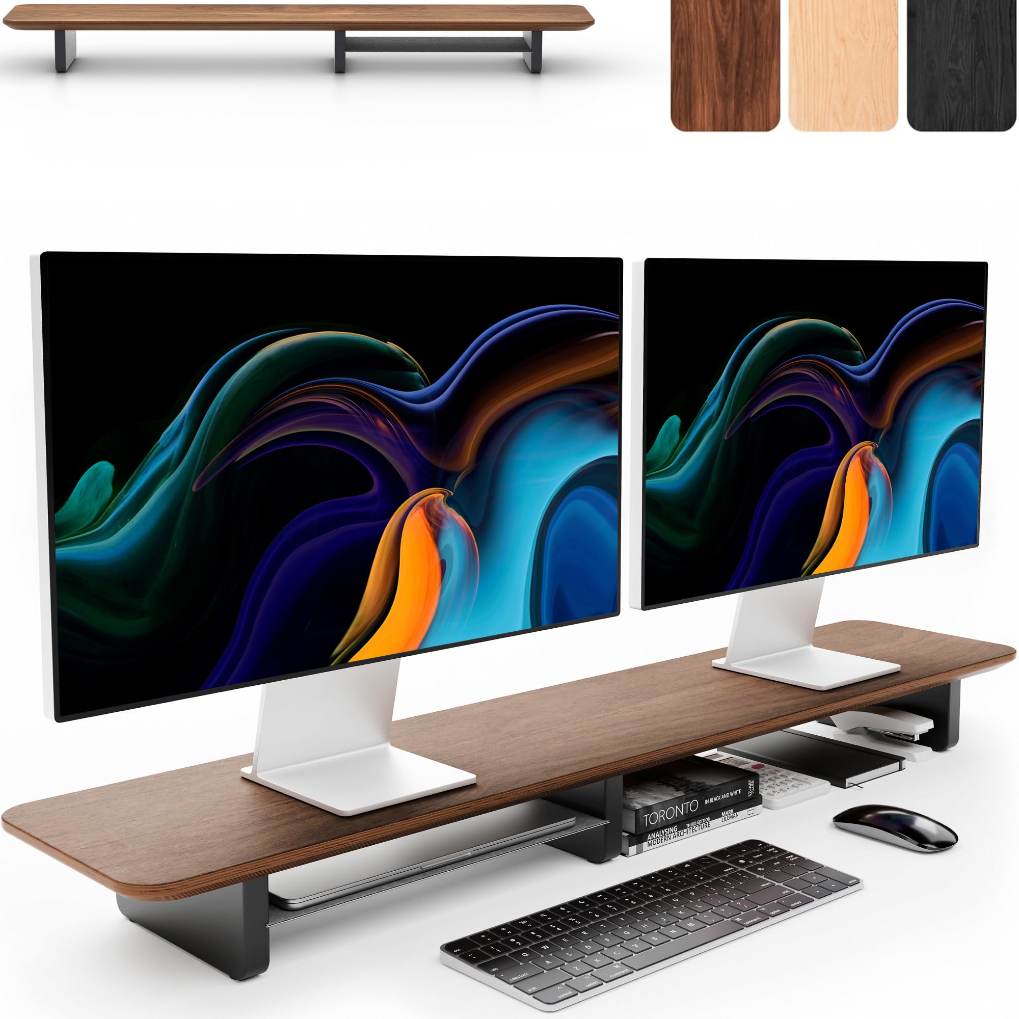 Amazon.com: KIVY Dual Monitor Riser with Integrated Metal Shelf